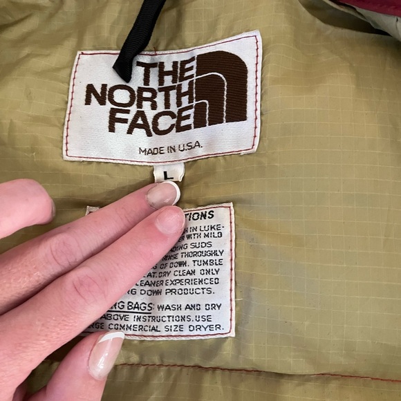 Vintage The North Face Goose Down Puffer Jacket Vest Brown Label L Orange 70s - Picture 7 of 7